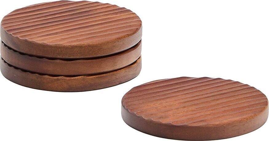 Dřevěné podtácky v sadě 4 ks v tmavě přírodní barvě Rommu – Kave Home