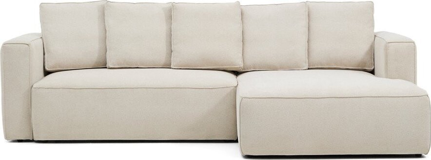 Béžová žinylková rozkládací rohová pohovka (pravý roh/s lenoškou) Marela – Kave Home