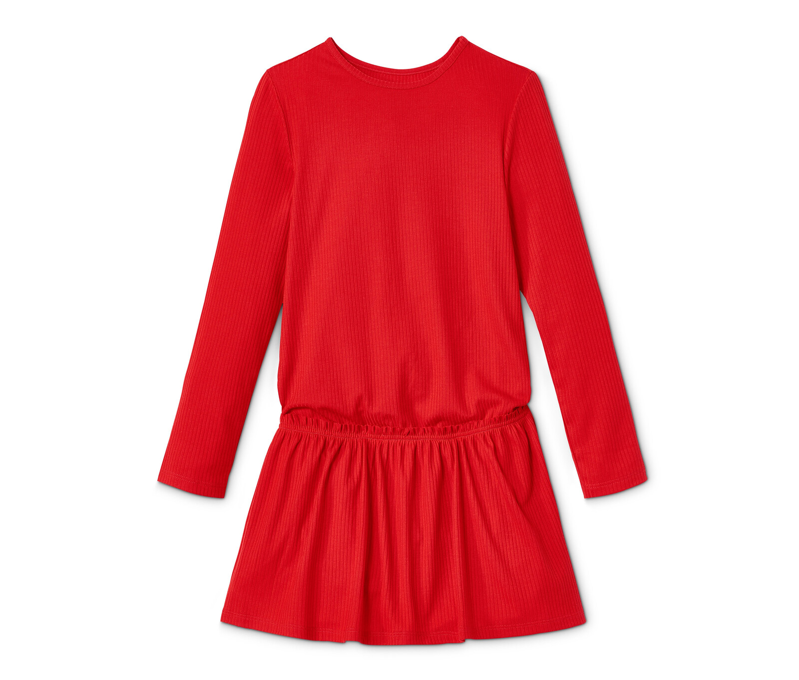 Tchibo - Žerzejové žebrované šaty - pro dívky - vel. 110/116 - barva: červená