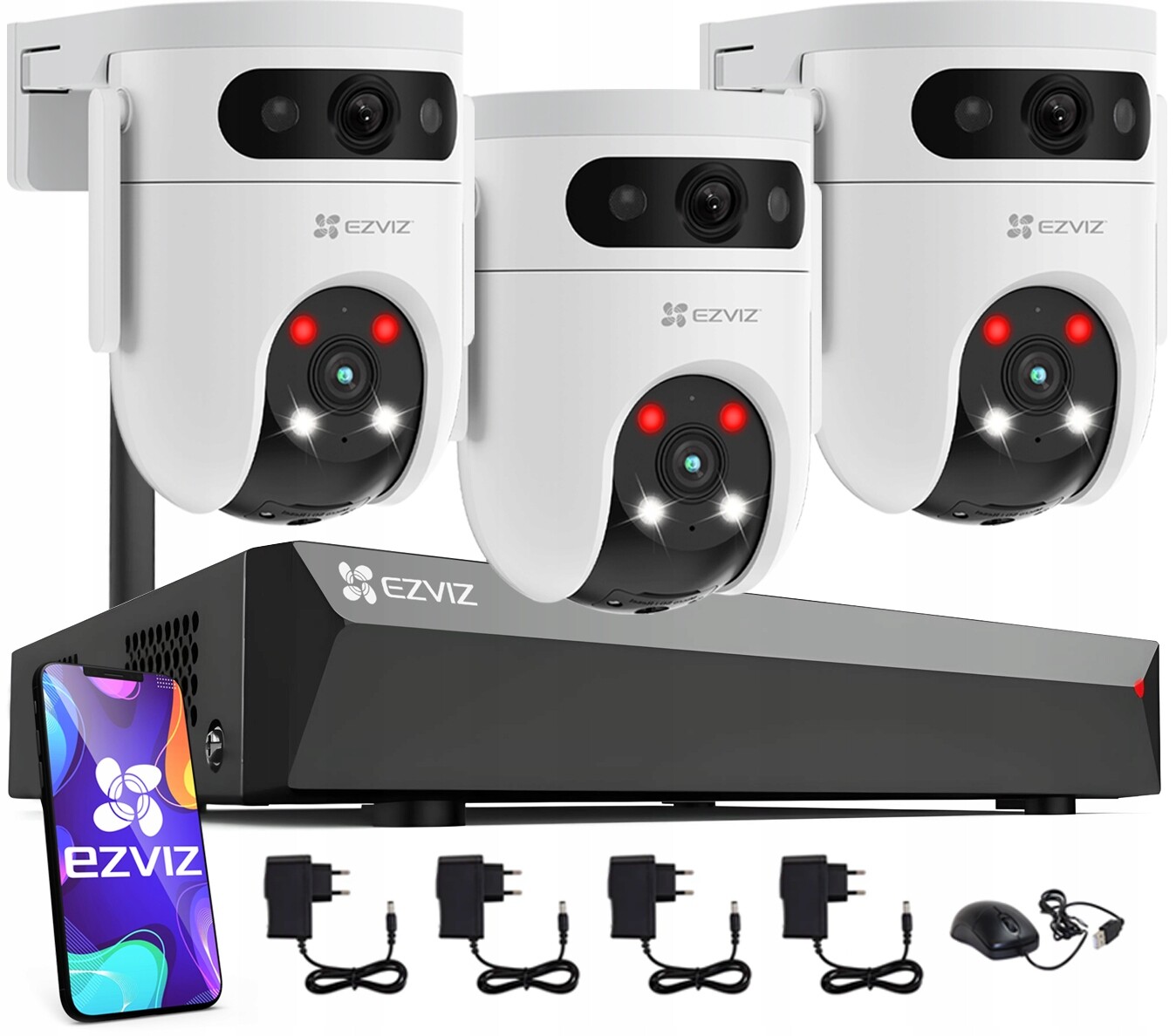 WiFi monitorovací sada Ezviz 3 kamery 10Mpx (5MP+5MP) Rotace 360° Nvr 8CH