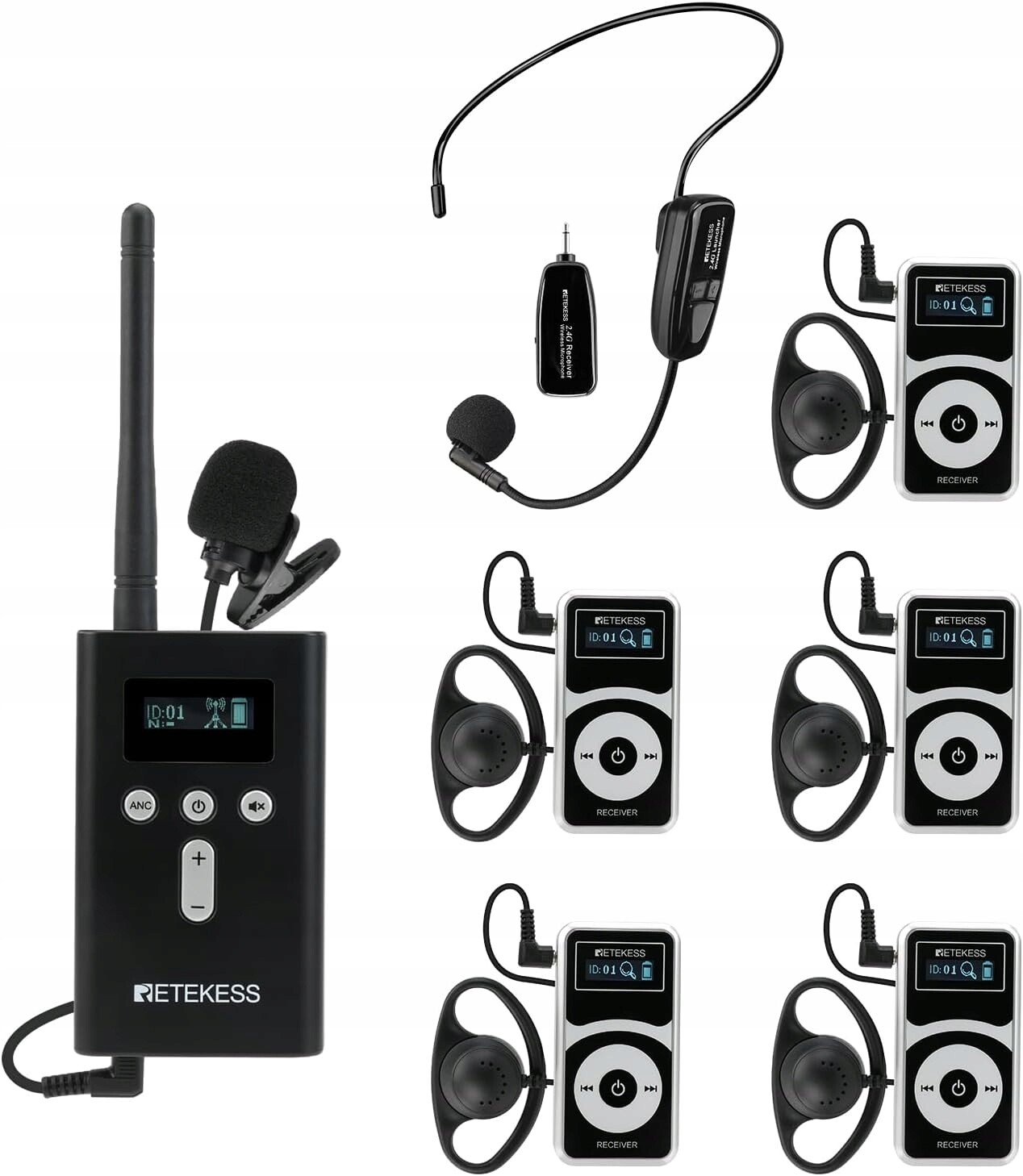 Retekess T130P(T130 3rd)Sada Tour Guide Redukce šumu Audio kabely