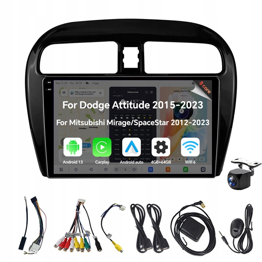 2DIN Android 13 Autorádio pro Mitsubishi Mirage Spacestar 2012-2018, 4 Gb Ram, 64 Gb Rom