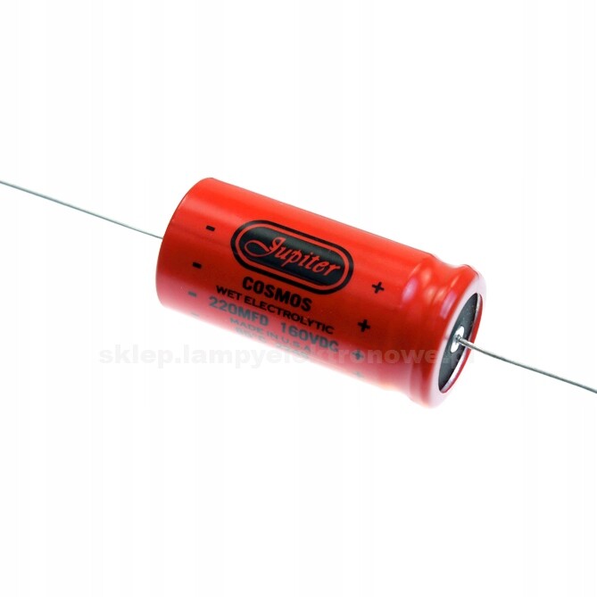 Kondenzátor 220uF/160V Axial Cosmos Jupiter Usa