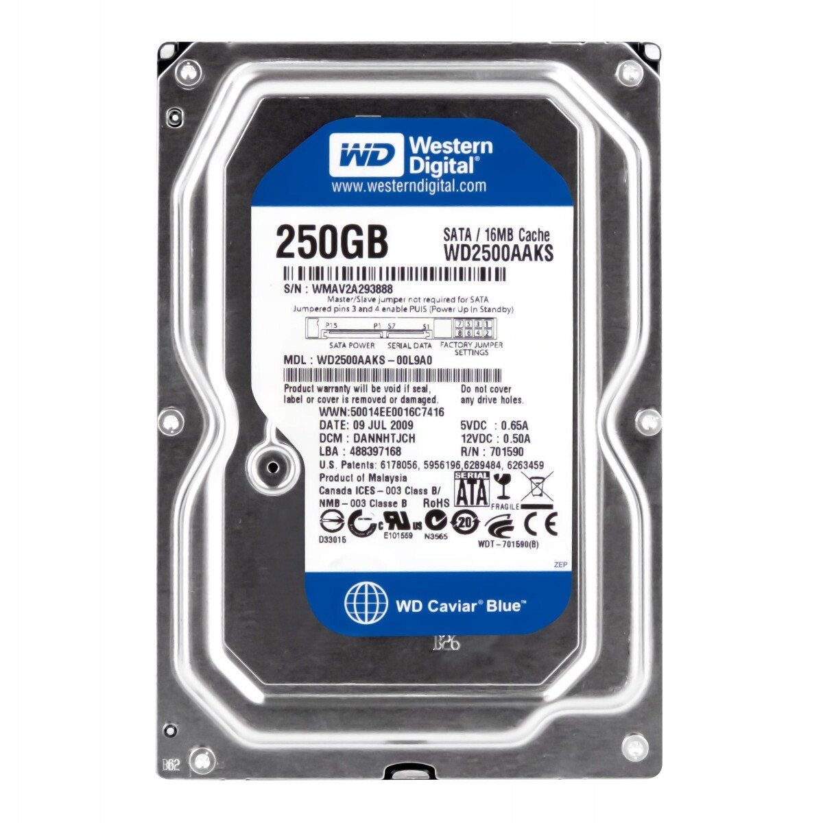 Wd Caviar Blue 250GB 7.2K 16MB Sata II 3.5'' WD2500AAKS