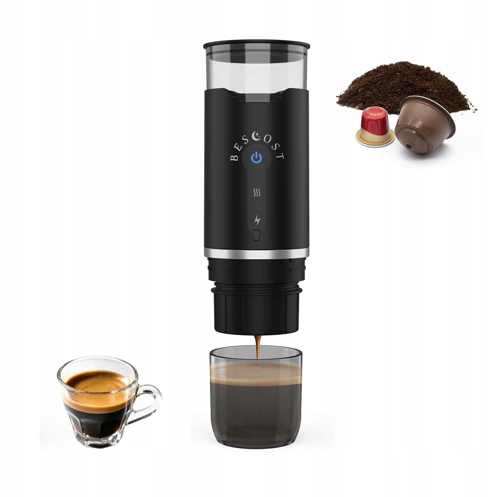 Cestovní automatický tlakový kávovar 3v1 60 Ml 20 barů Bescost