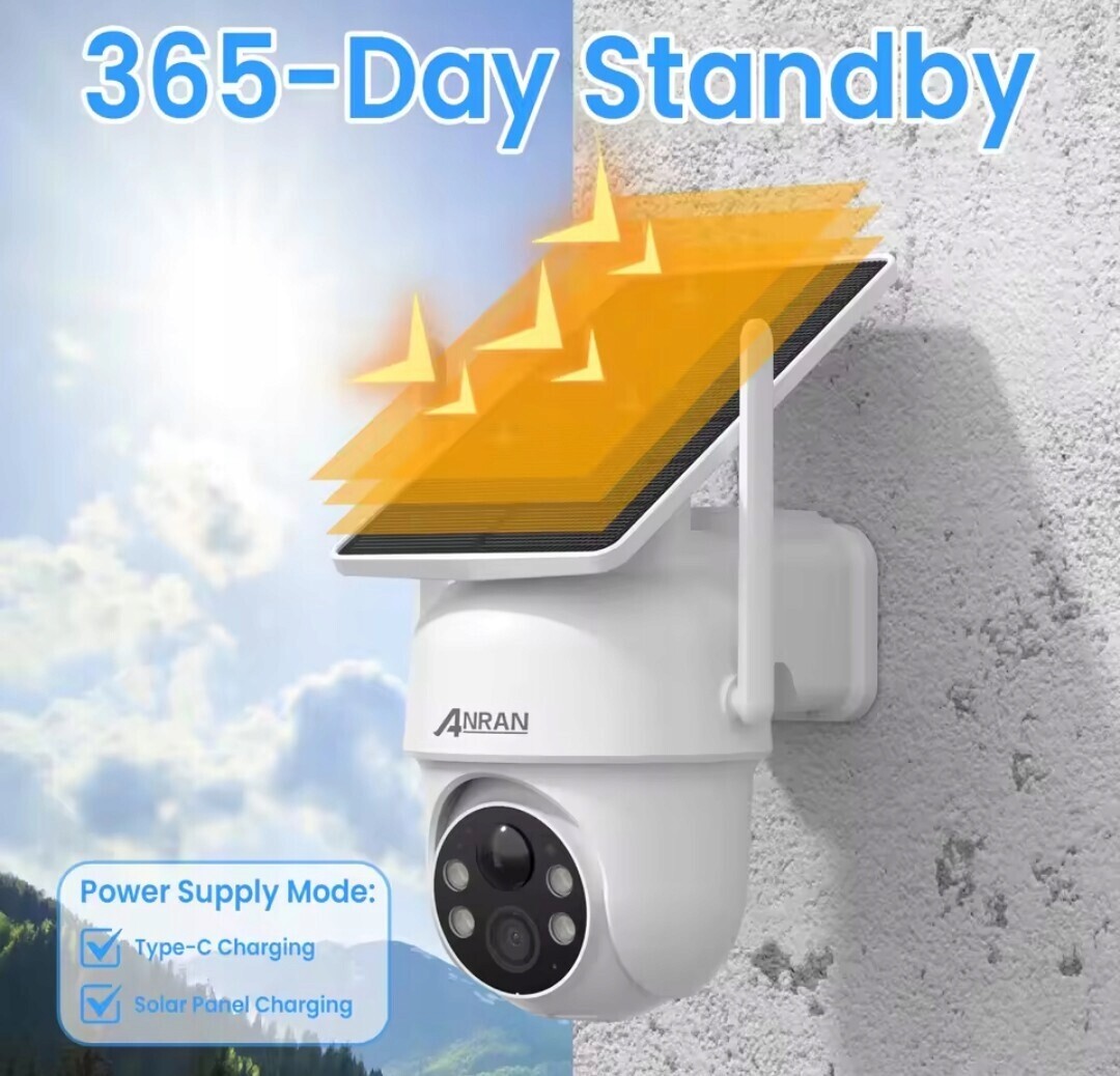 Anran Venkovní Kamera Se Solárním Panelem Pir 5MP, Bílá