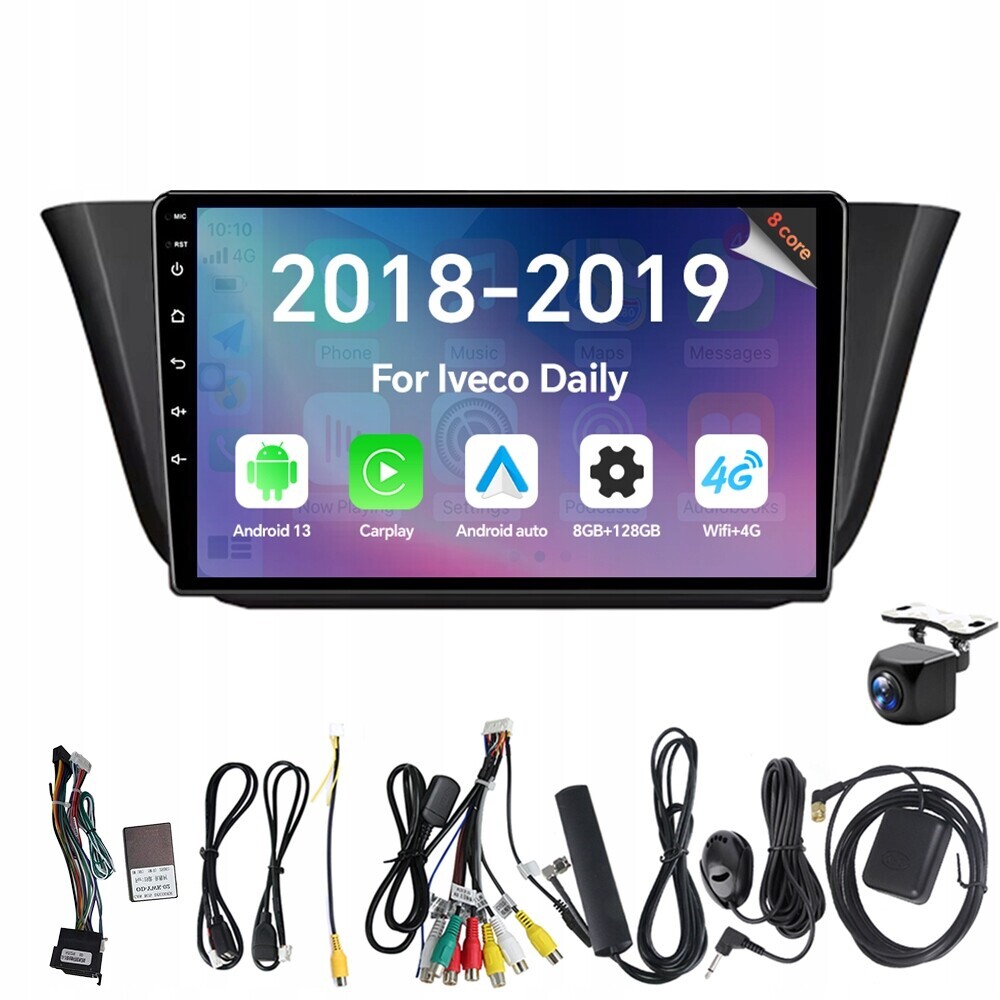 Eunavi 2Din Android 13 Autorádio pro Iveco Daily 2018-2019 s CarPlay, Rds a 4G