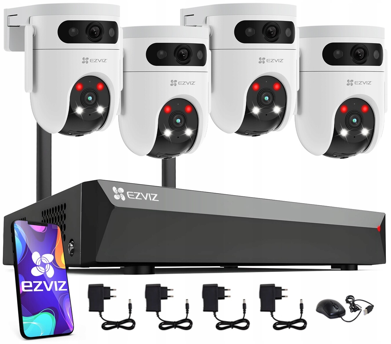 WiFi monitorovací sada Ezviz 4 kamery 10Mpx (5MP 5MP) Otáčení 360° Nvr 8CH