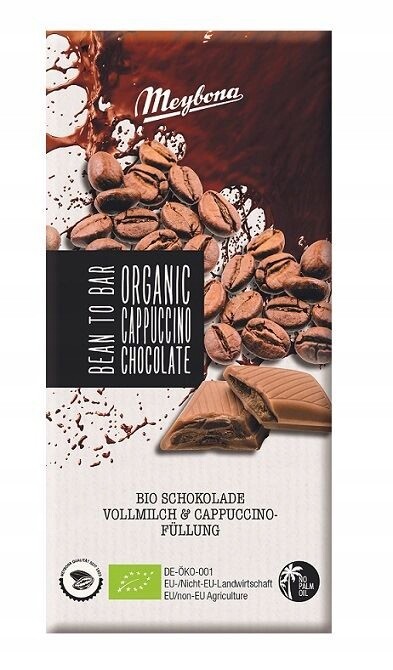 3x Meybona Čokoláda s náplní a příchutí cappuccino bio 100 g