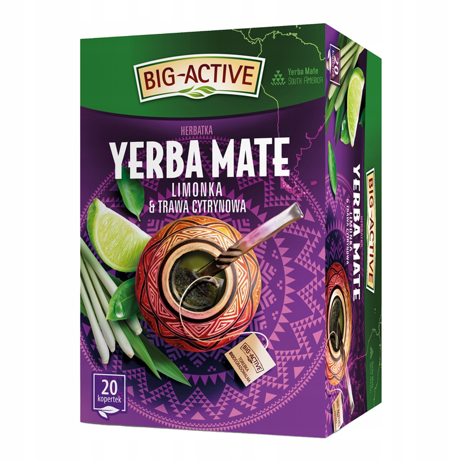 7x Big-Active Yerba Mate Limetka Tráva Citronová ex20