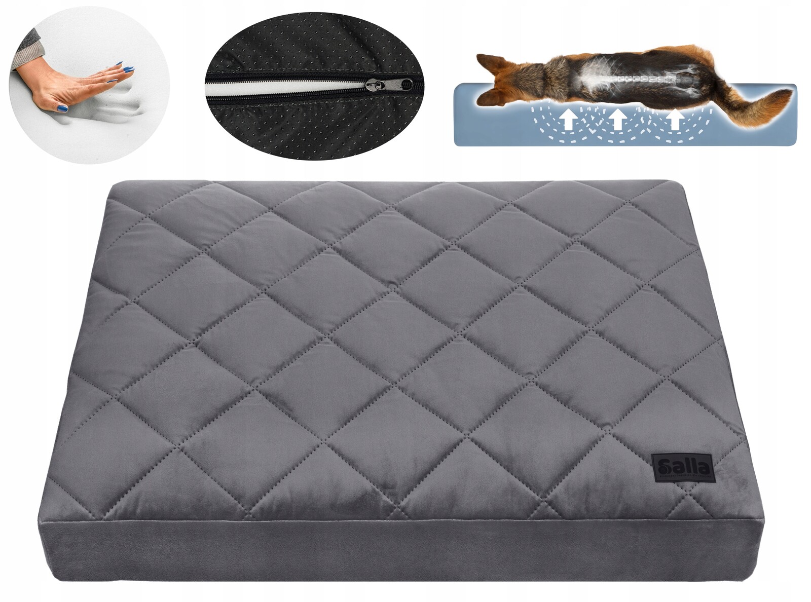 Pelíšek pro psa Velurové pěnová matrace se zipem 70x50