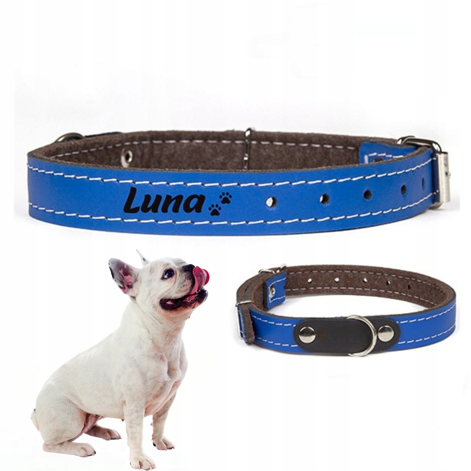 Kožený obojek pro psa s gravírovaným jménem Bonus Dogeste L