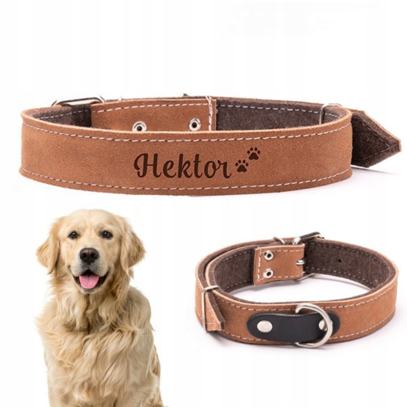Kožený obojek pro psa Se Jménem a Gravírováním Bonus Dogeste XL