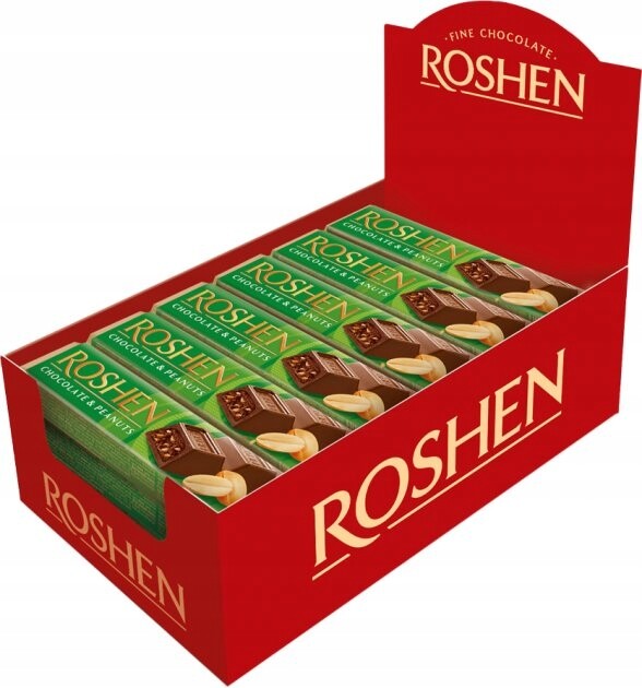 30 kusů Tyčinka Roshen Chocolate & Peanuts ořechový 39 g