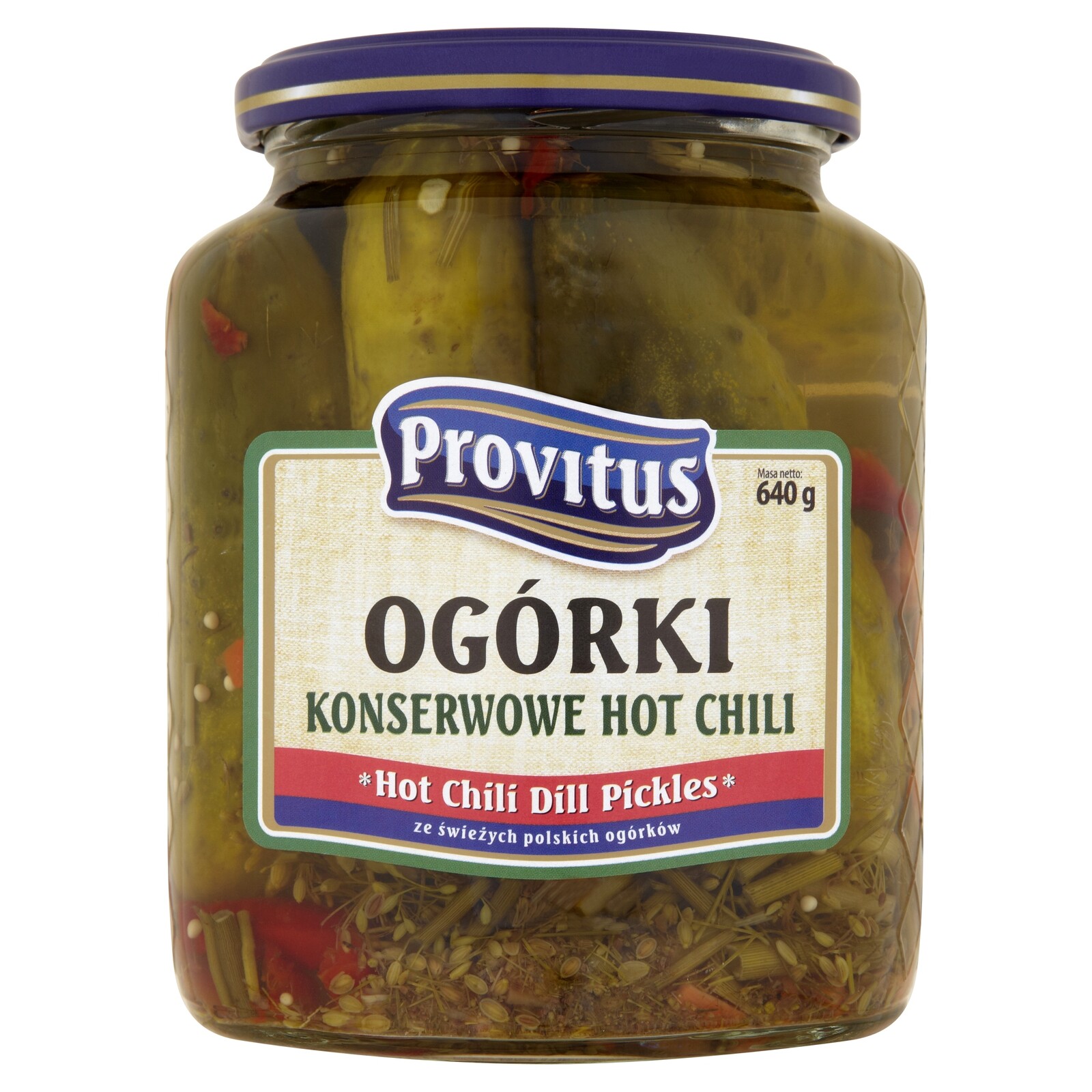 Konserové okurky s chilli papričkami Provitus 640 g