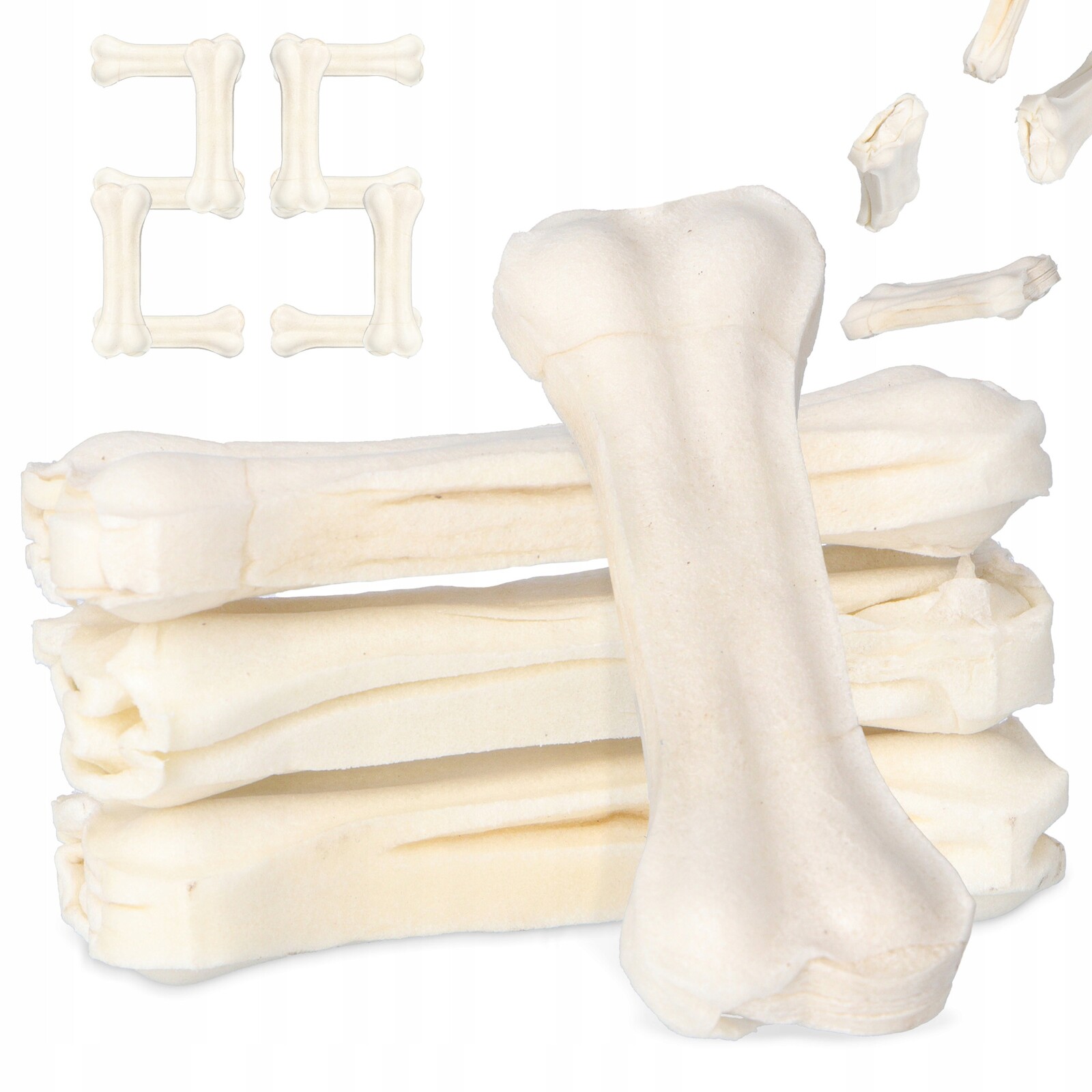 25 x Kost pro Psa Přírodní 10 cm Kousátko Pochoutky Pamlsek Hovězí Žvýkání Xq