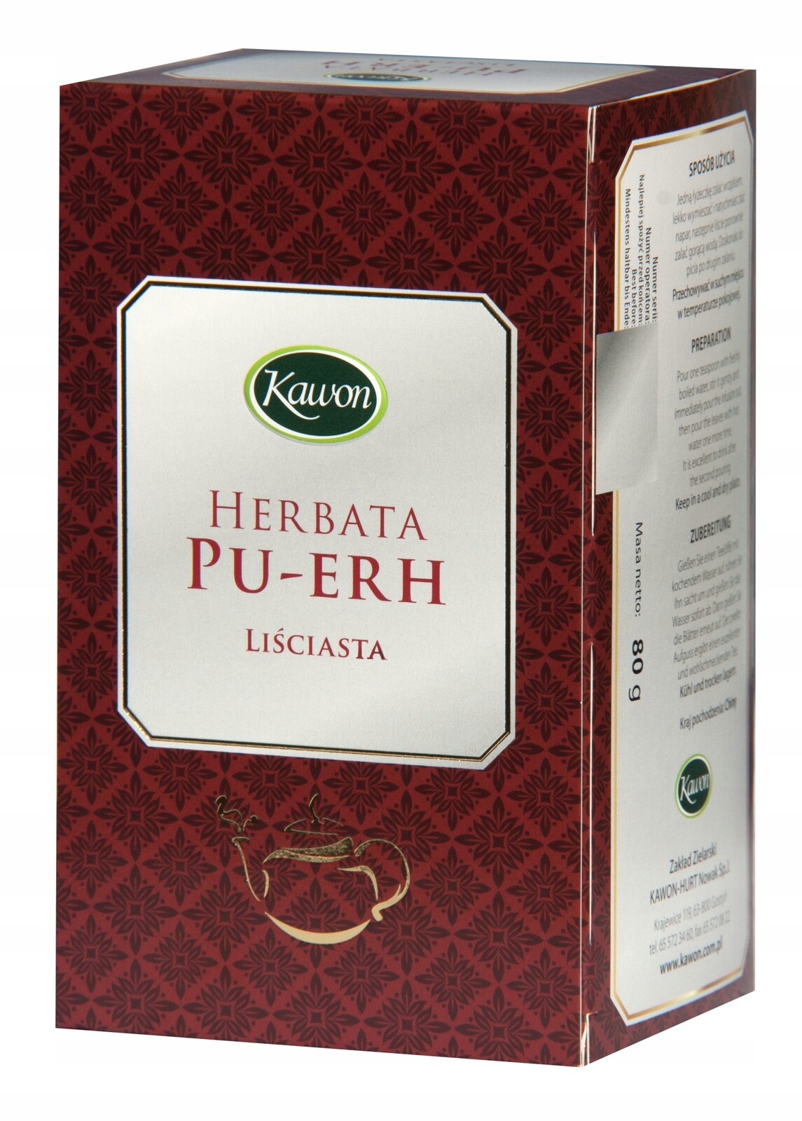 6 x Kawon Čaj Pu-erh listový 80 g