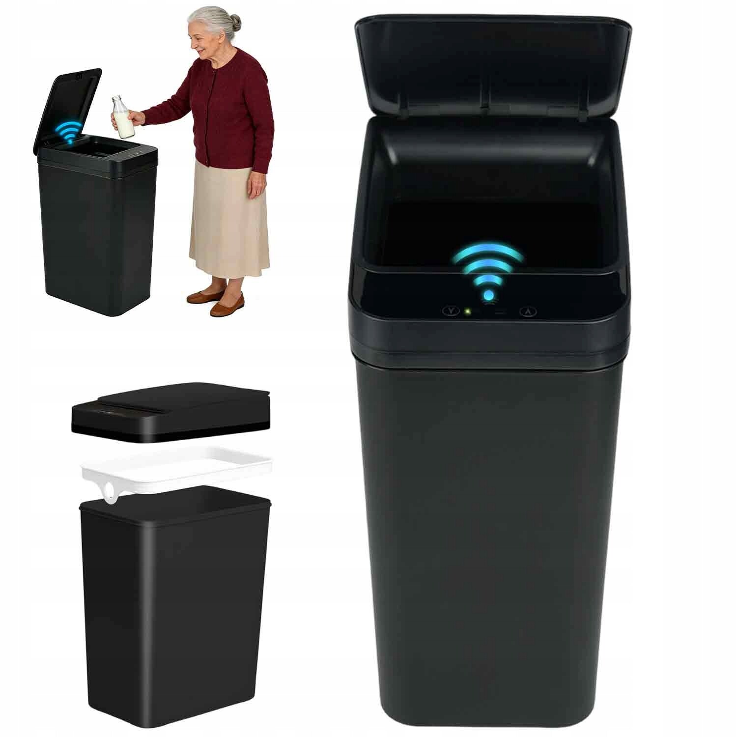 odpadkový koš do kuchyně s bezdotykovým pohybovým senzorem 12 l, automatický