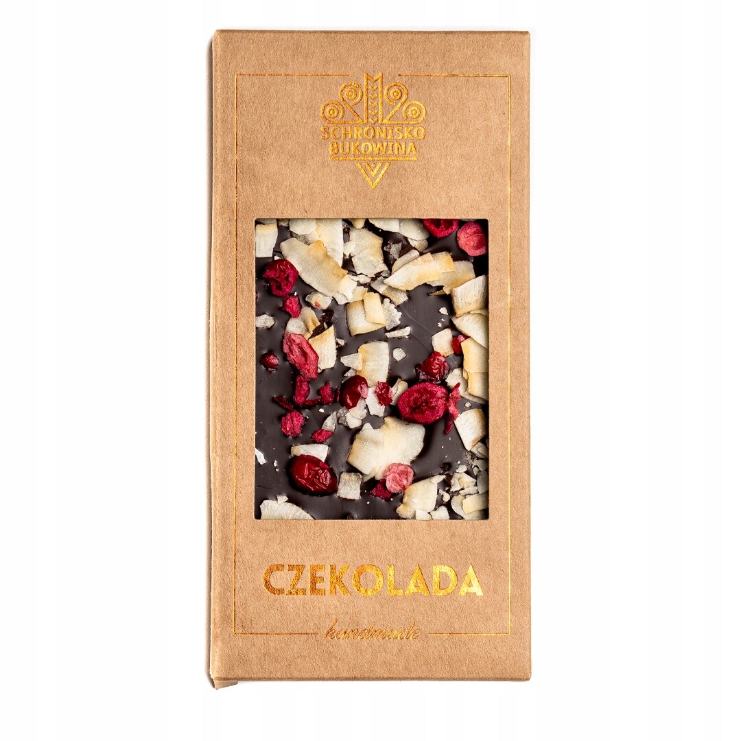 3x Hořká čokoláda s brusinkami a kokosem 100 g Schronisko Bukowina