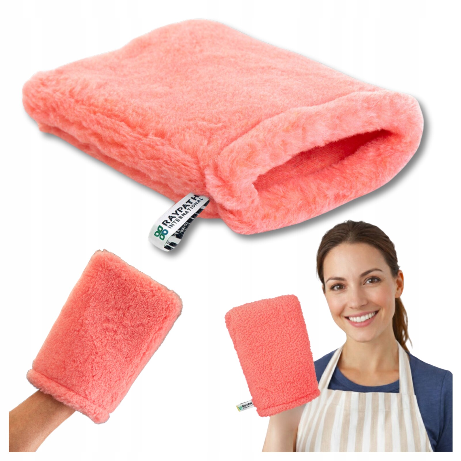 Raypath Rukavice na čištění prachu Růžová M 15x22 cm