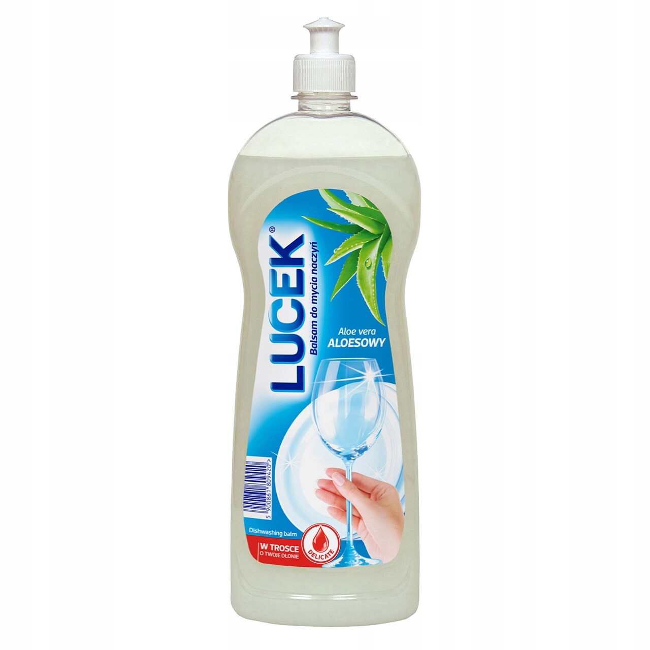 9X Lucek, Tekutý prostředek na mytí nádobí, aloe, 1 l