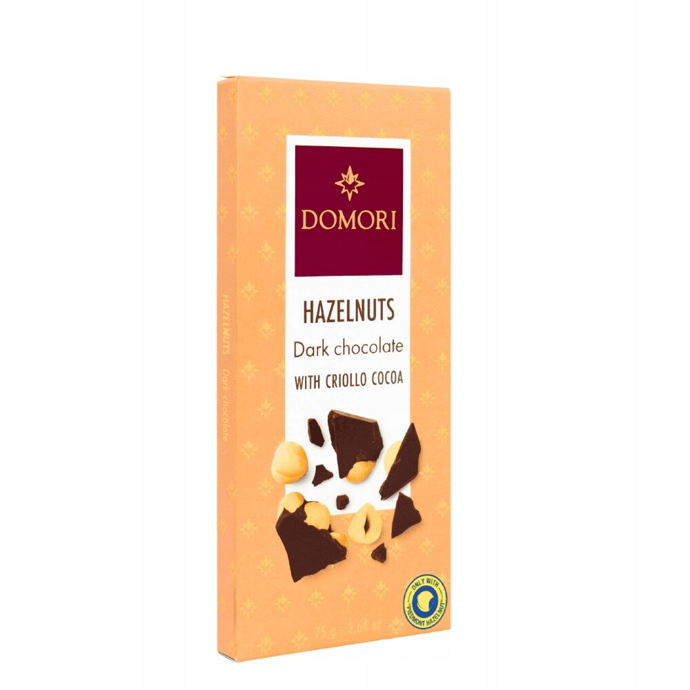 3x Domori tmavá čokoláda s lískovými oříšky 75 g