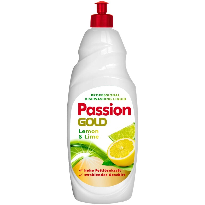 9X Passion Gold, Tekutý prostředek na mytí nádobí Lemon & Lime, 850 ml
