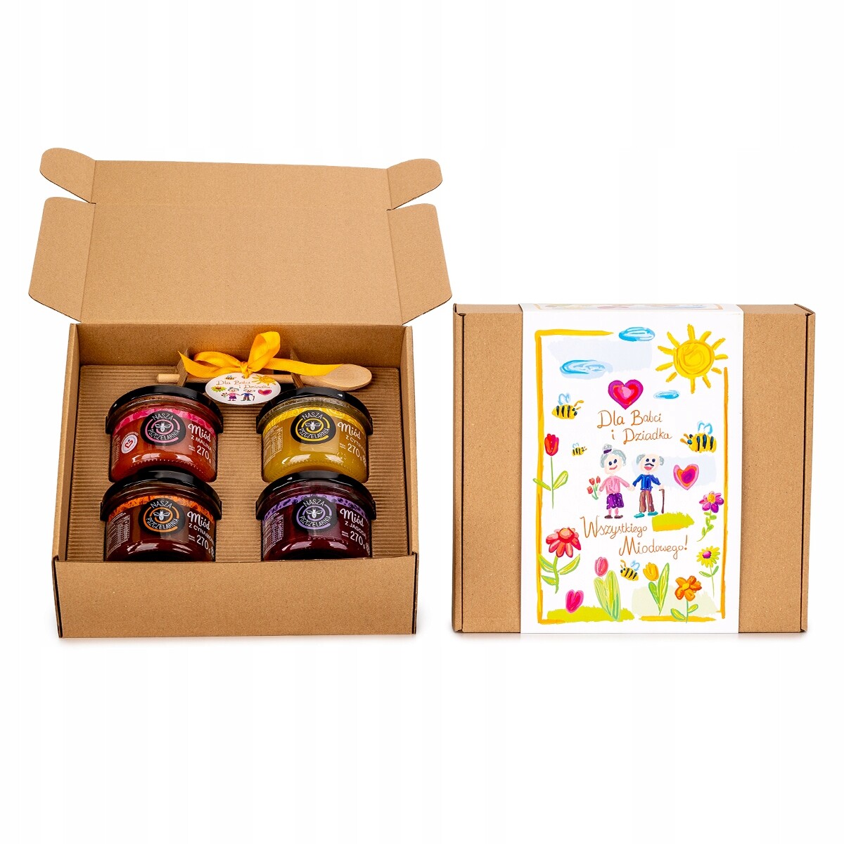 Velký Set Medů Lahodný Med 4x300g Dárek Ke Dni Babičky A Dědečka