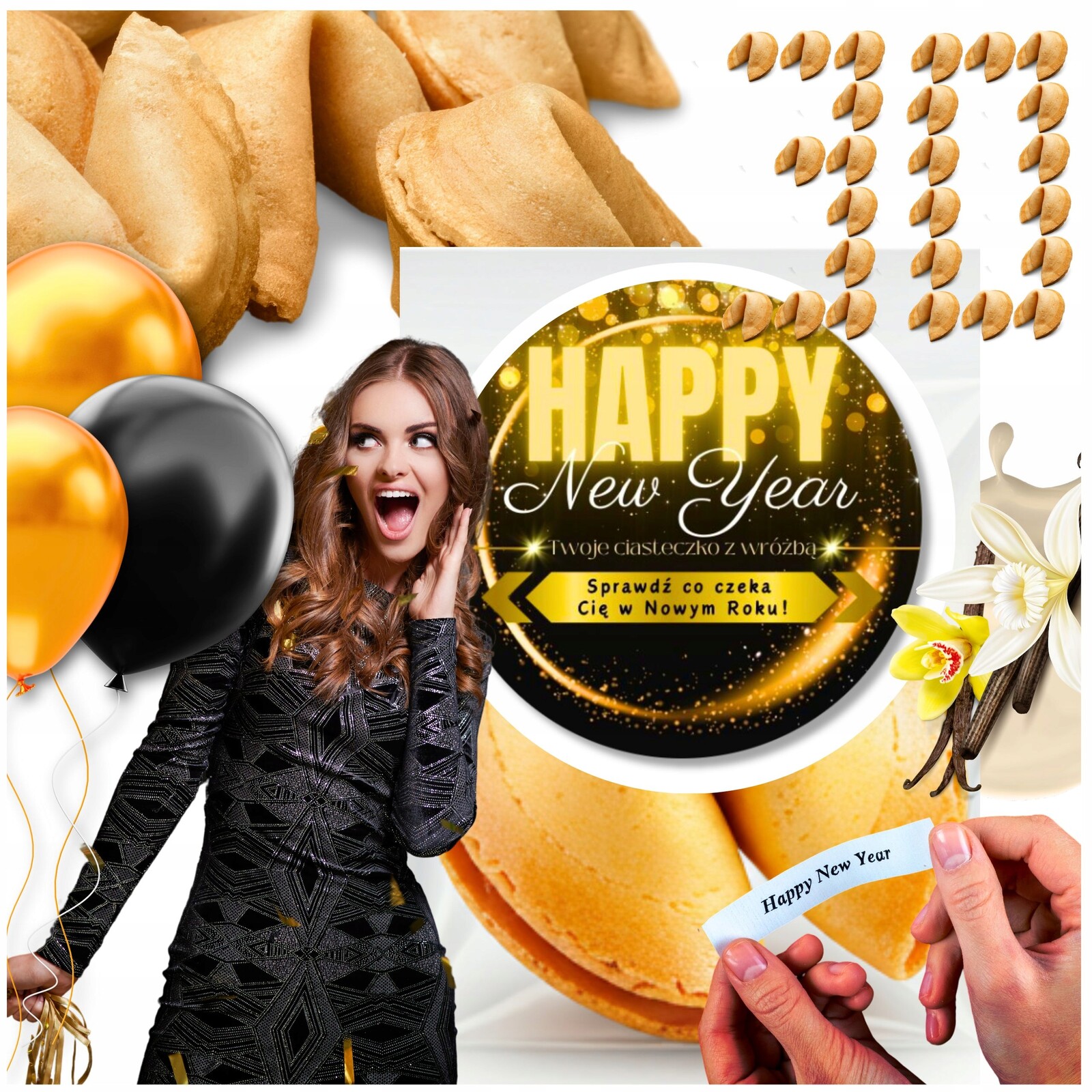 Sušenky s věštbou Novoroční silvestrovská proroctví Happy New Year x30