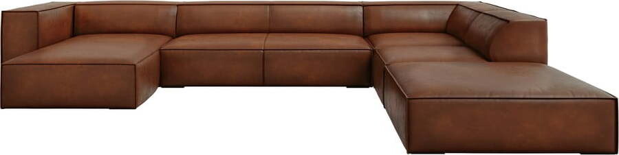 Koňakově hnědá kožená rohová pohovka (pravý roh/do 