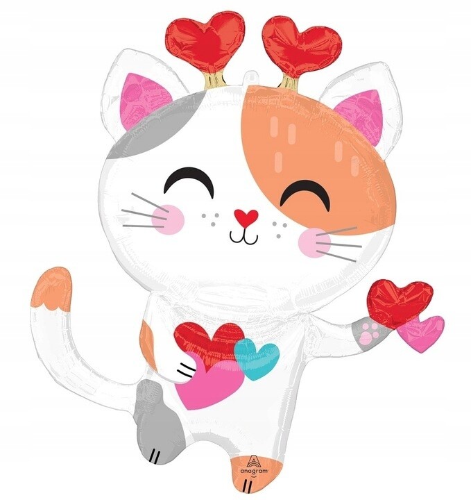 Balónek fóliový Kočička se srdíčky 79 cm