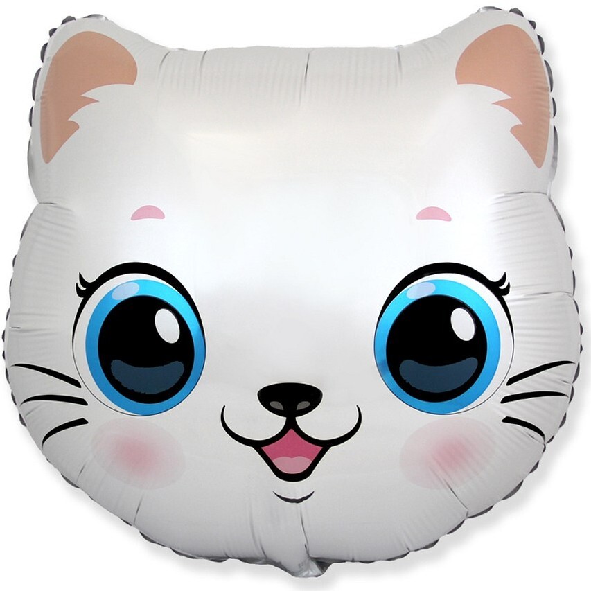 Balónek fóliový hlava kočky bílá 50x55 cm