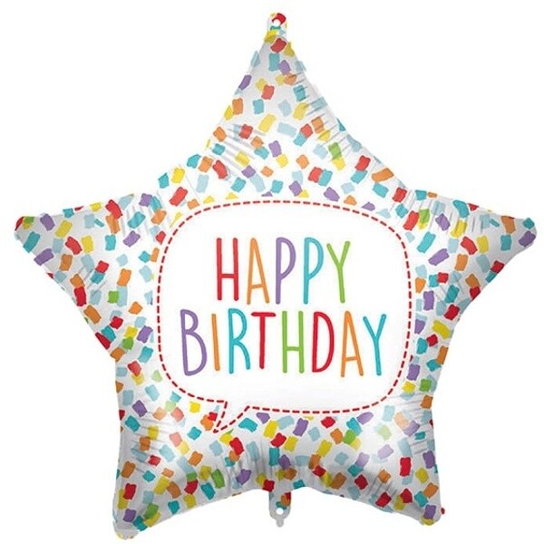 Balónek fóliový HB hvězda barevné konfety 46 cm
