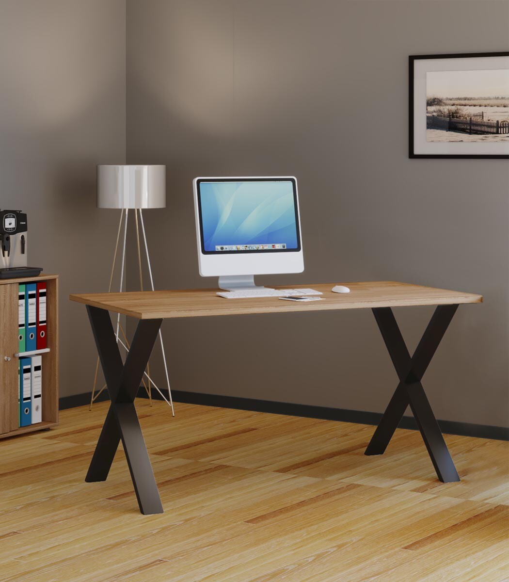 VCM Stůl Lona 160x80 X-nohy, dub sonoma