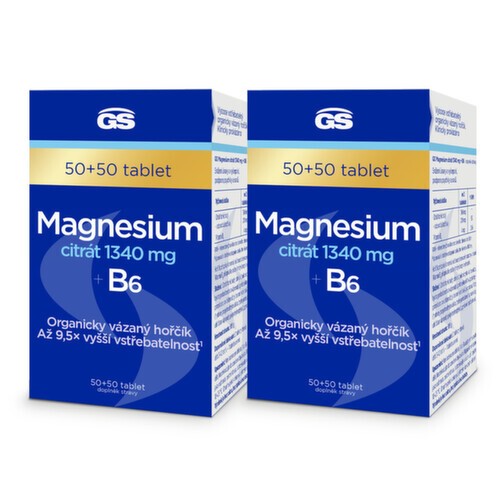 GS Magnesium citrát 1340mg+B6 tbl.50+50 - balení 2 ks