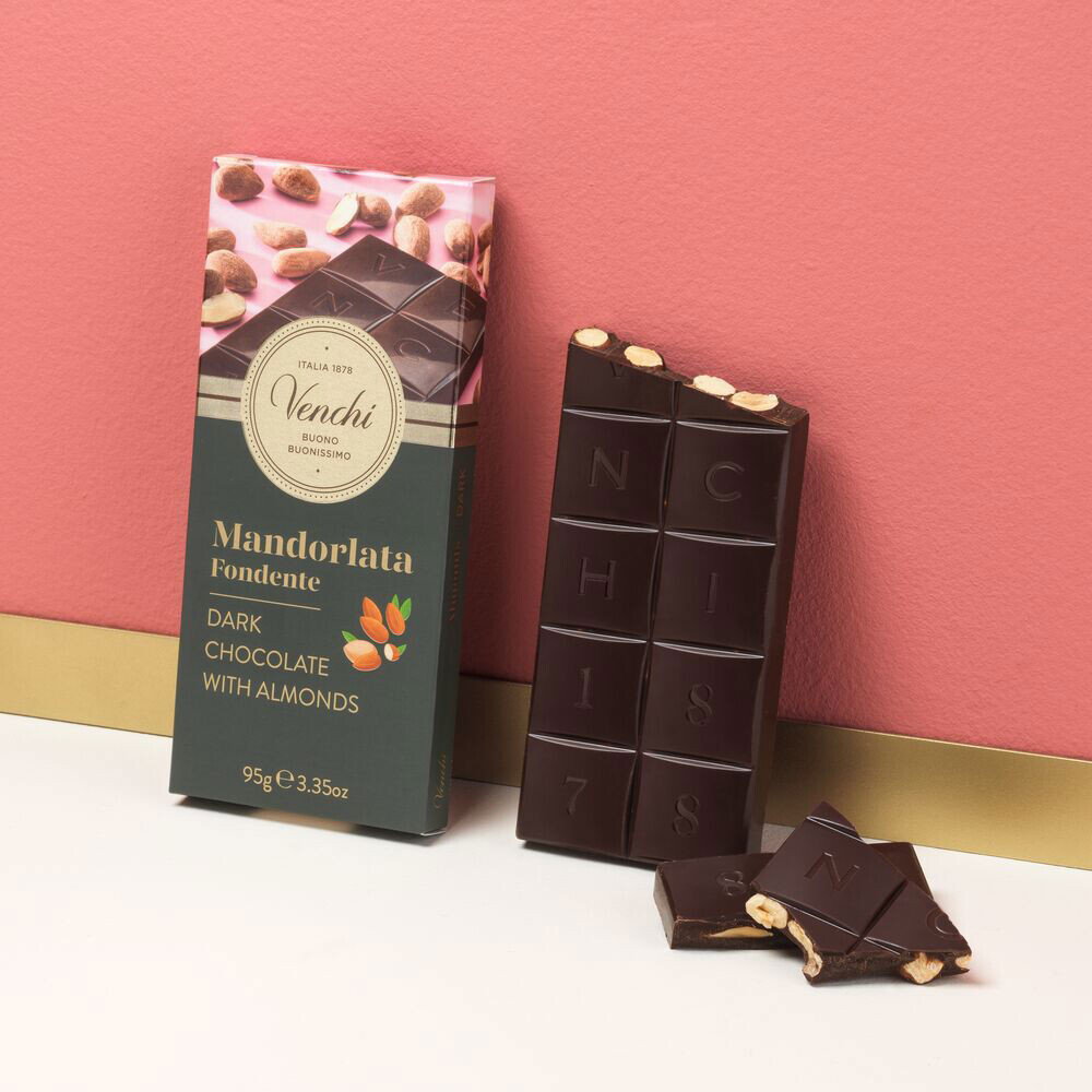 Venchi hořká čokoláda s mandlemi 95g