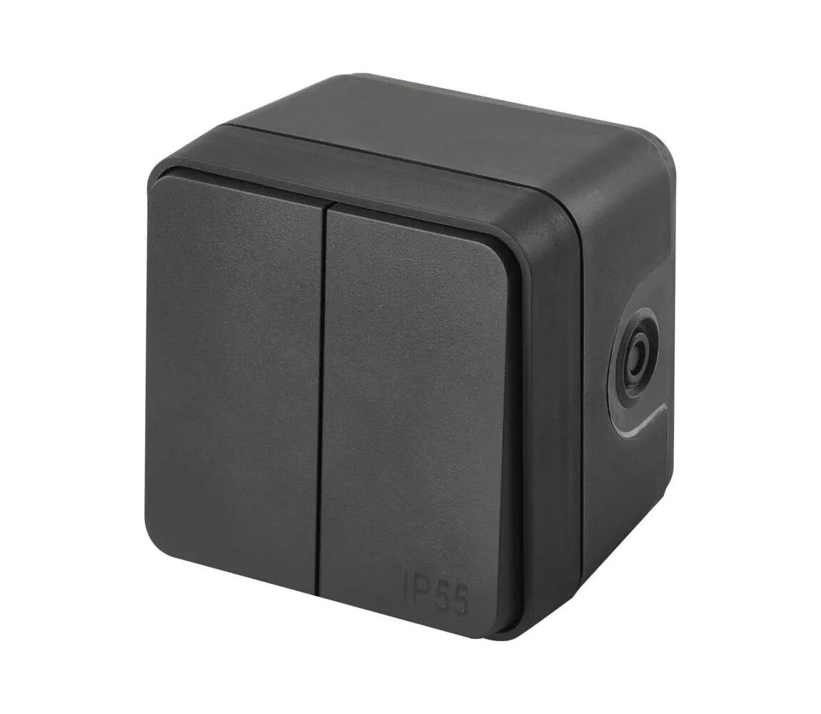 Spínač domovní 2-tlačítkový střídavý č. 6+6 IP55 antracit D730423