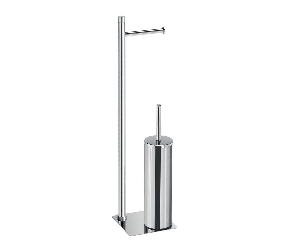 Gedy - Stojací WC štětka s držákem toaletního papíru TRILLY lesklý chrom TR3213