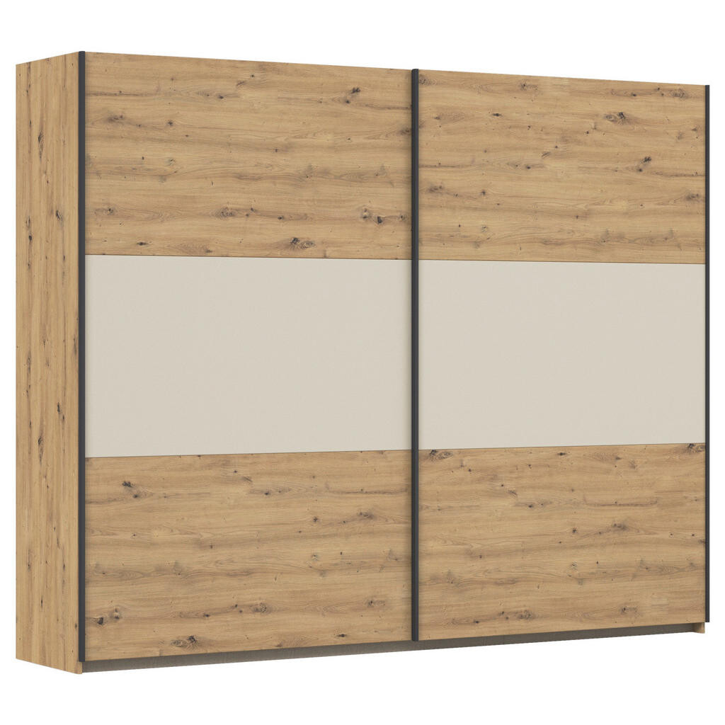 Rauch Möbel SKŘÍŇ S POSOUVACÍMI DVEŘMI, barvy hliníku, šampaňská, dub artisan, 261/210/59 cm