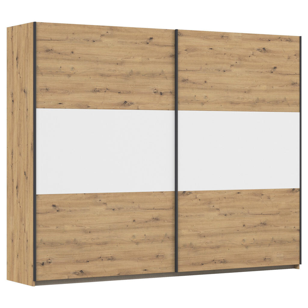 Rauch Möbel SKŘÍŇ S POSOUVACÍMI DVEŘMI, bílá, barvy hliníku, dub artisan, 261/210/59 cm