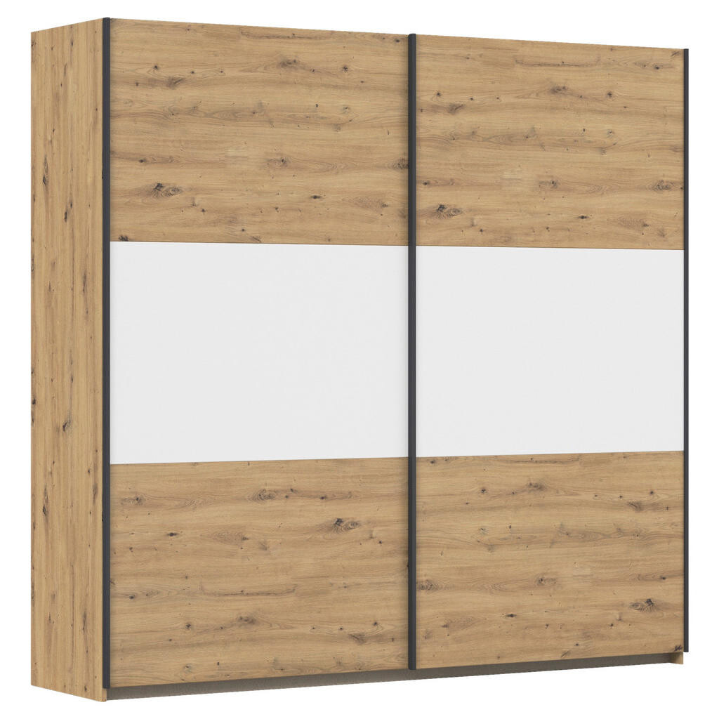 Rauch Möbel SKŘÍŇ S POSOUVACÍMI DVEŘMI, bílá, barvy hliníku, dub artisan, 218/210/59 cm