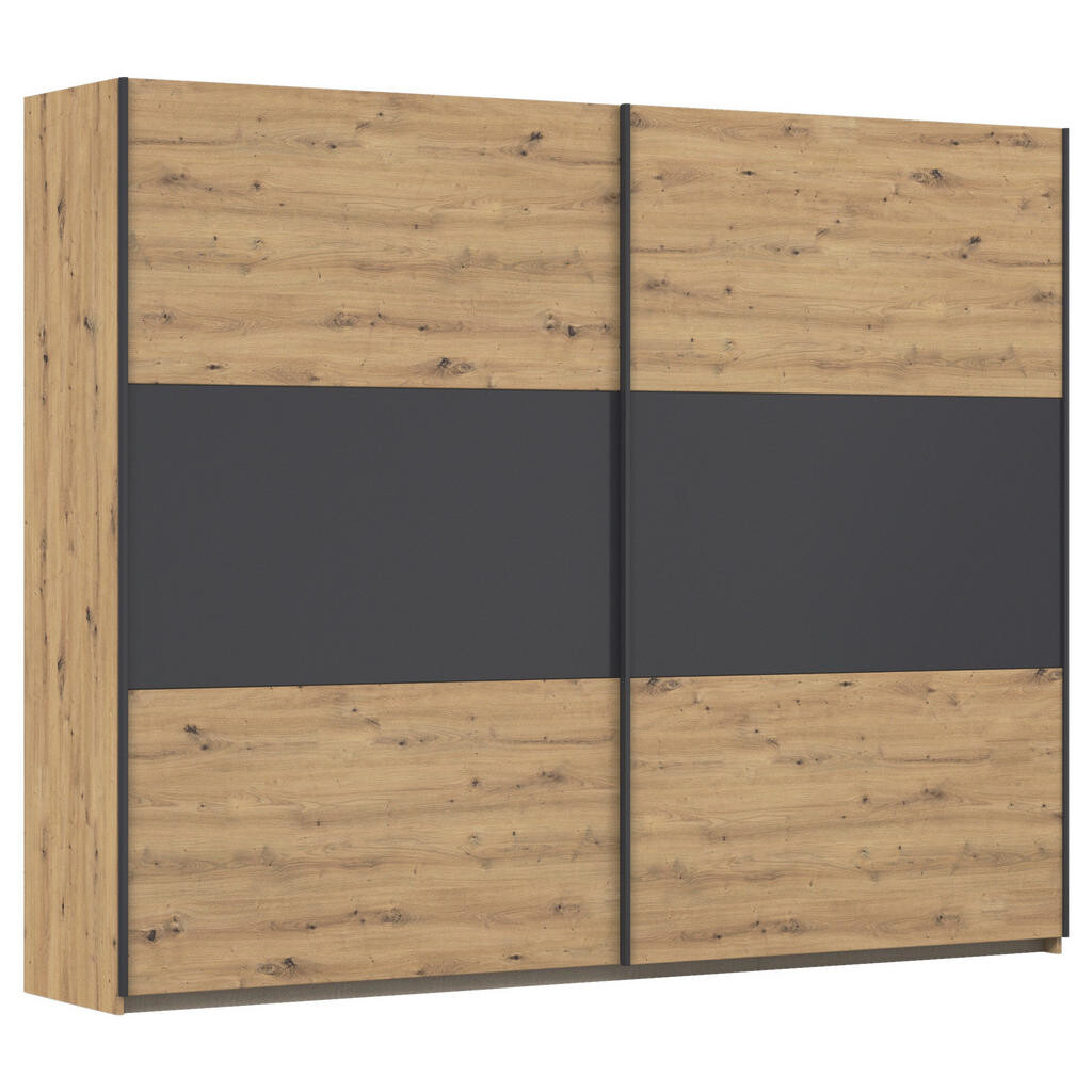 Rauch Möbel SKŘÍŇ S POSOUVACÍMI DVEŘMI, šedá, barvy hliníku, dub artisan, 261/210/59 cm
