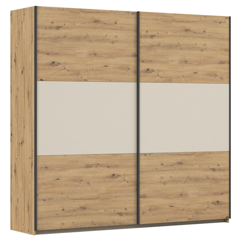 Rauch Möbel SKŘÍŇ S POSOUVACÍMI DVEŘMI, barvy hliníku, šampaňská, dub artisan, 218/210/59 cm