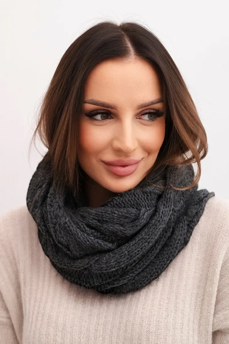 Dámská pletená komínová šála KN23 grafitová