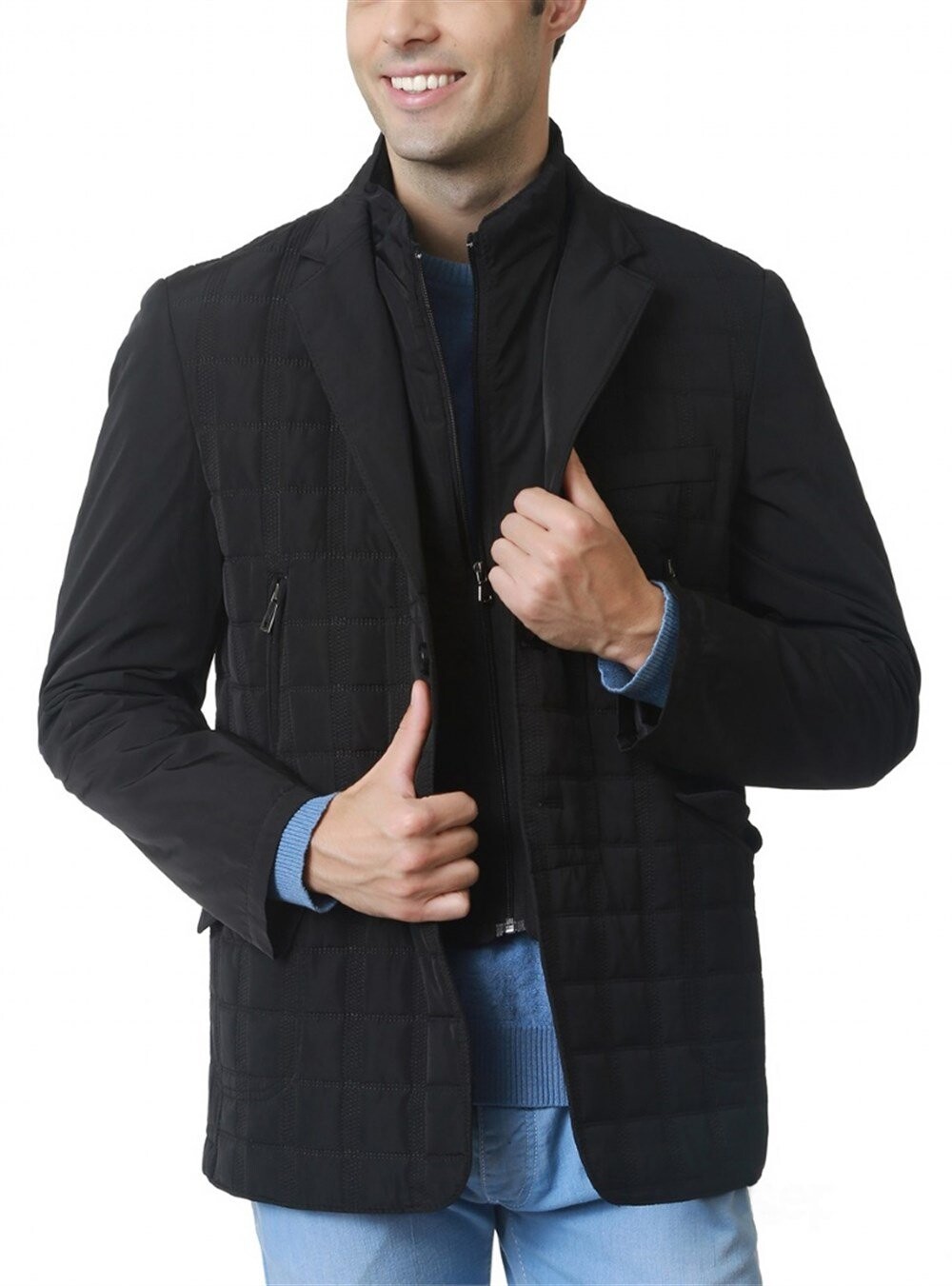 Černý prošívaný kabát Dewberry