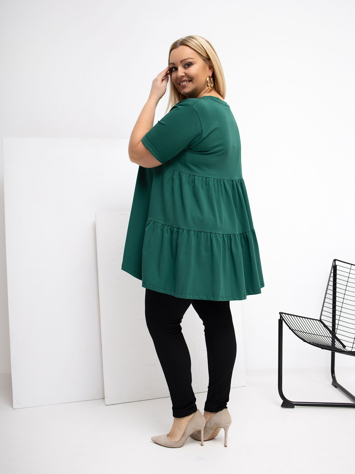 Plus size halenka v tmavě zelené barvě