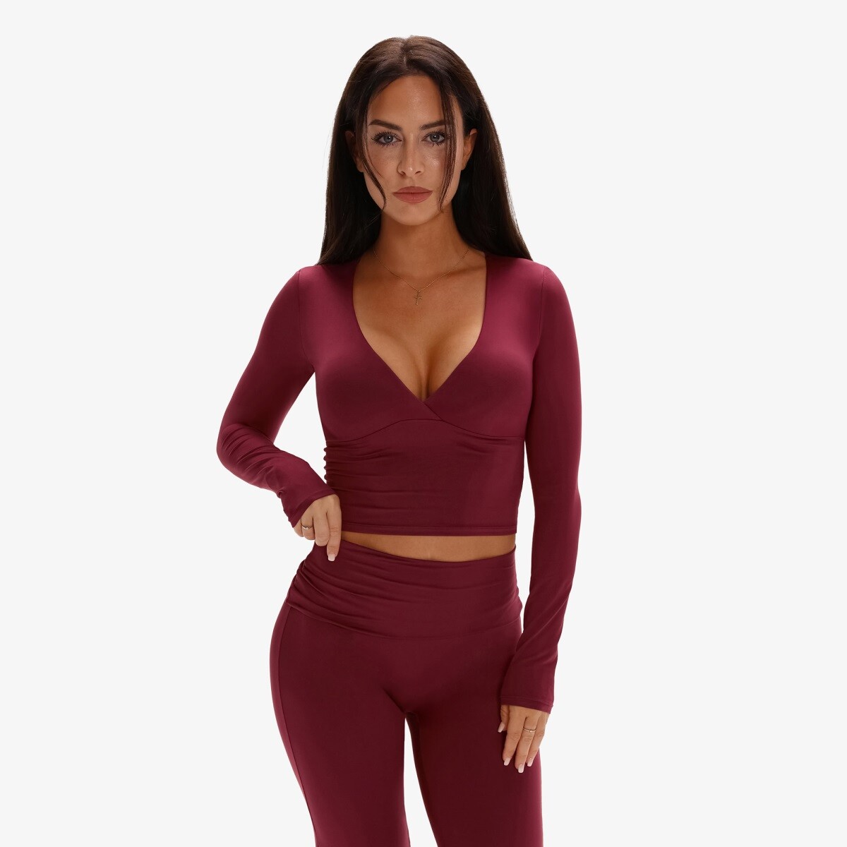 Dámský top s dlouhým rukávem exalted serenity soft touch top vínová xxs