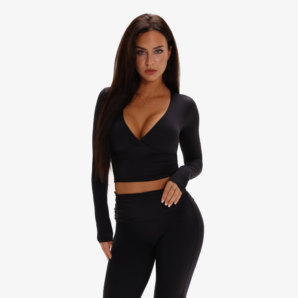 Dámský top s dlouhým rukávem exalted serenity soft touch top černá s