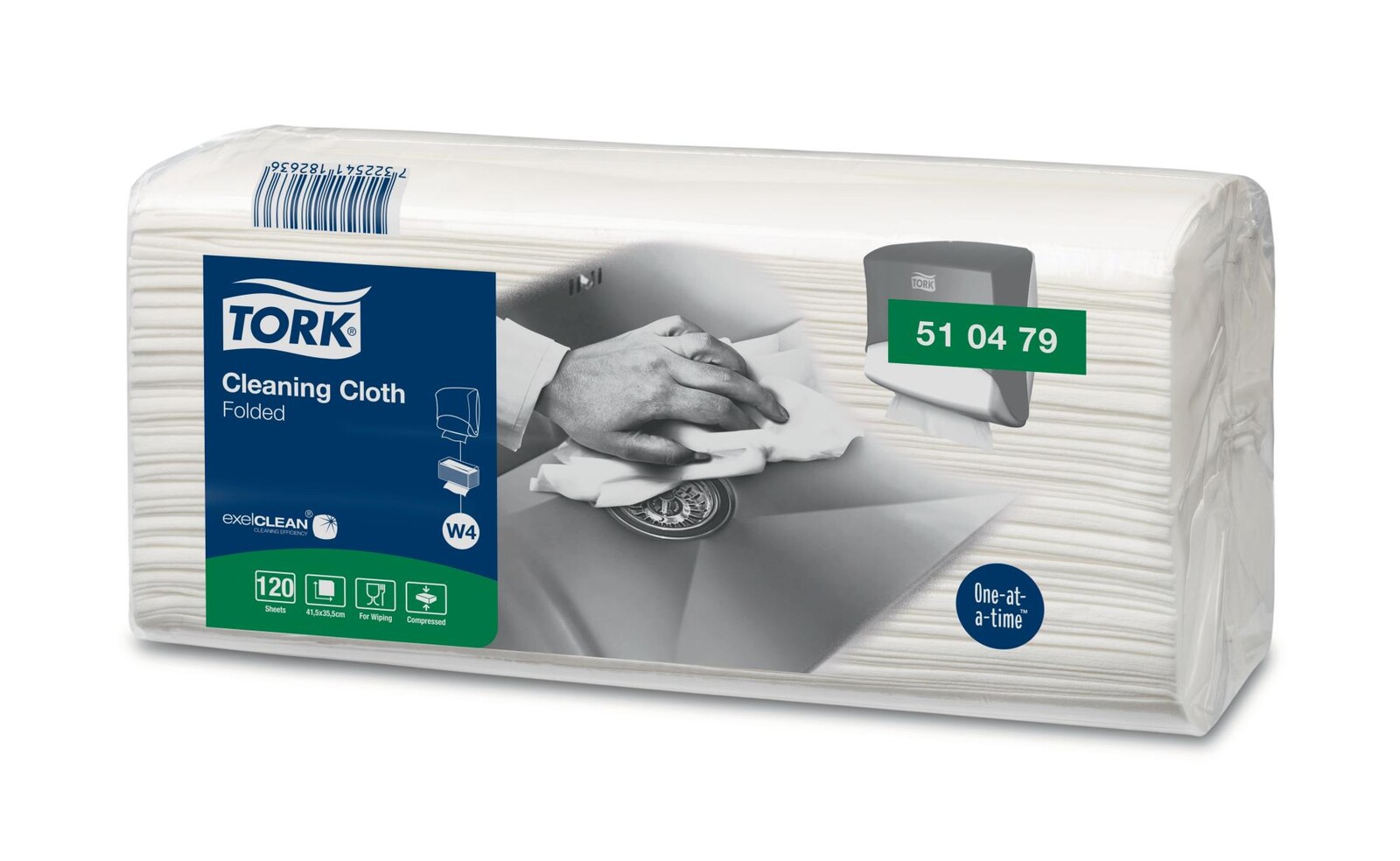 Skládané čisticí utěrky Tork - náplň W4, 1vrstvé, jemné,120 ks