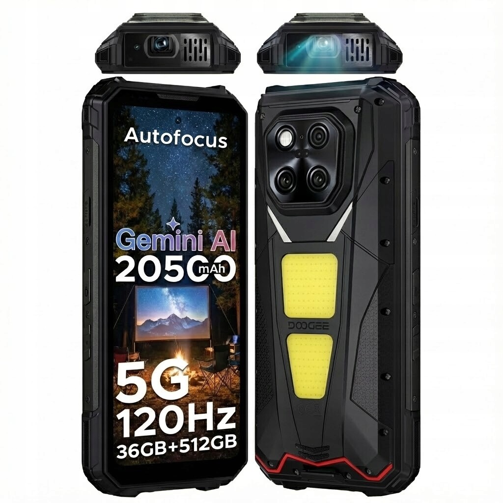 Odolný 5G Smartphone Doogee V Max Play 16GB 512GB 120Hz 200MP Černý